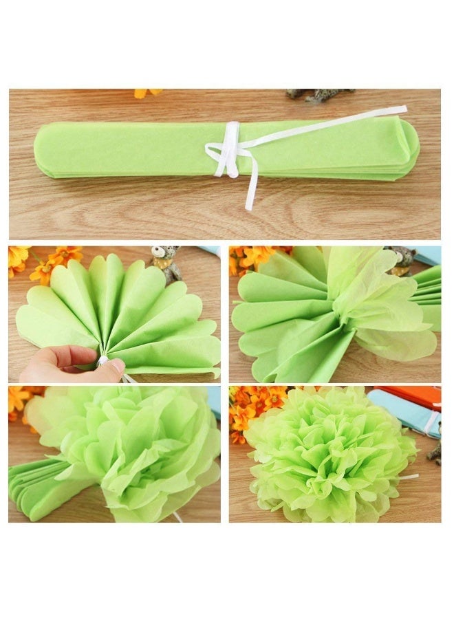 موردلي كرات صوفية، زهور مناديل ملونة، مراوح ورقية معلقة، احتفالات، حفلات زفاف، حفلات أعياد الميلاد، ديكورات خارجية - مجموعة من ٢٠ قطعة - Image 3